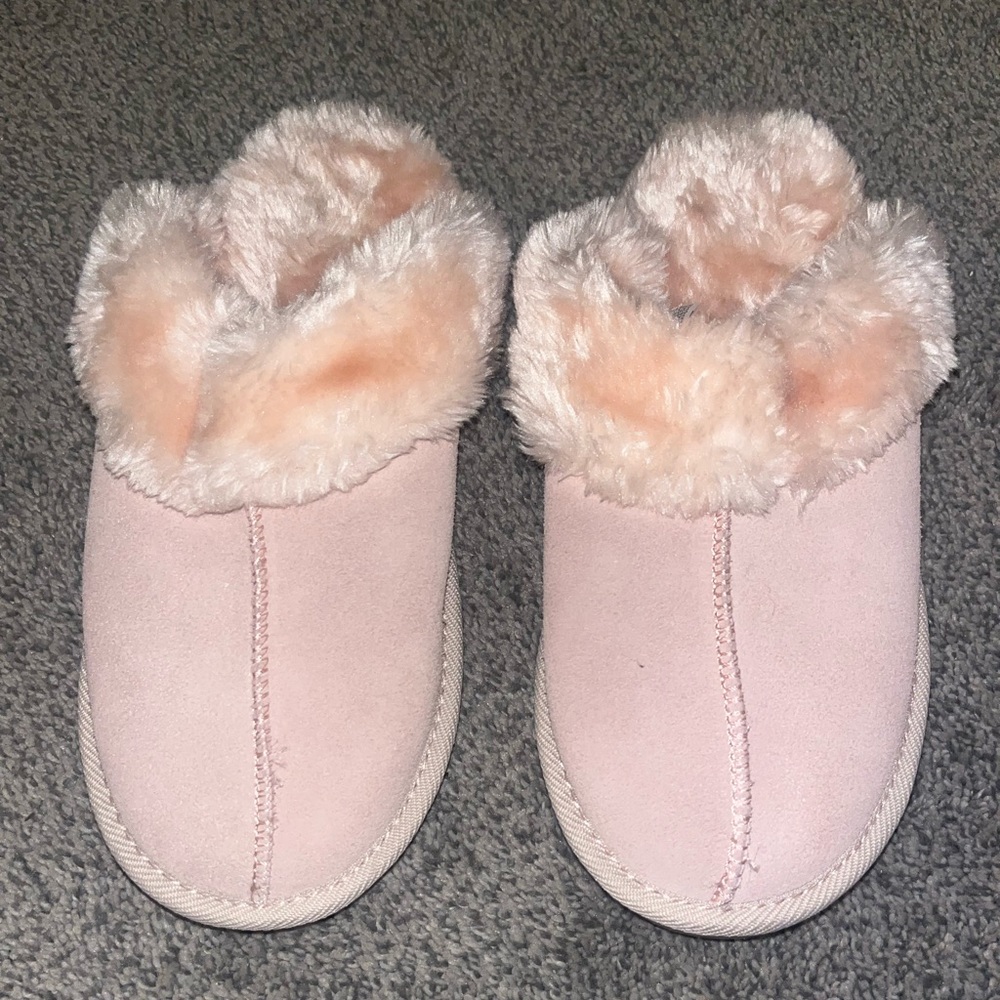 Pink Womens Slippers Faux Fur Size 8